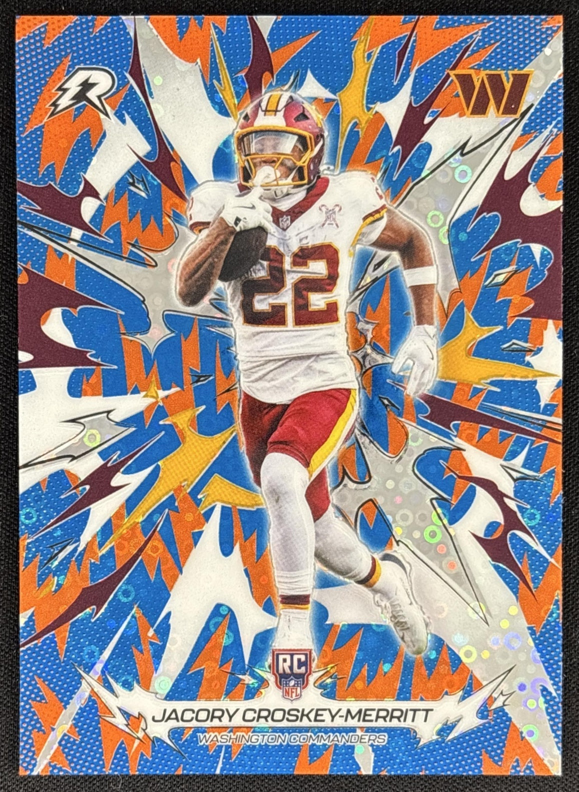 Jacory Croskey-Merritt 2025 Resurgence Blue and Orange Spark Refractor Commanders