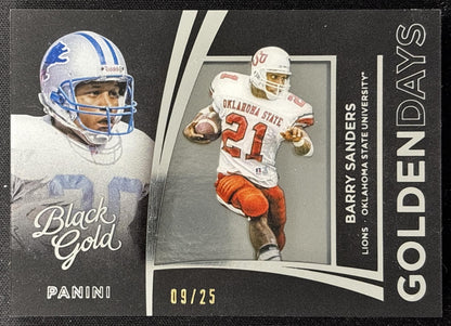 Barry Sanders 2015 Panini Black Gold Golden Days White Foil /25 Sports Trading Card
