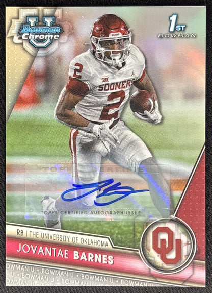 Jovantae Barnes 2023 University Chrome Prospect Auto Refractor /499 Sooners front
