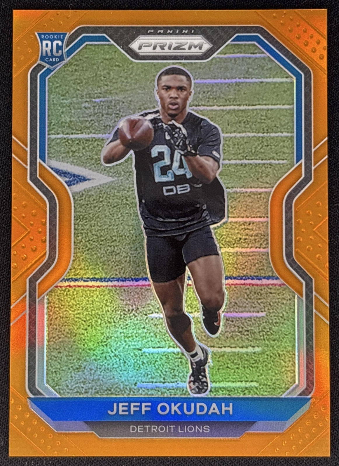 Jeff Okudah 2020 Panini Prizm Orange /249 Lions front