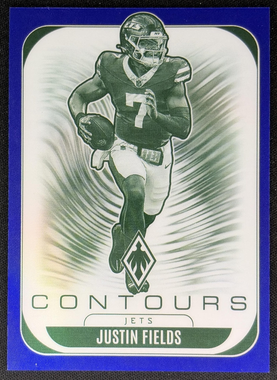 Justin Fields 2025 Panini Phoenix Contours Blue /199 Jets Sports Trading Cards