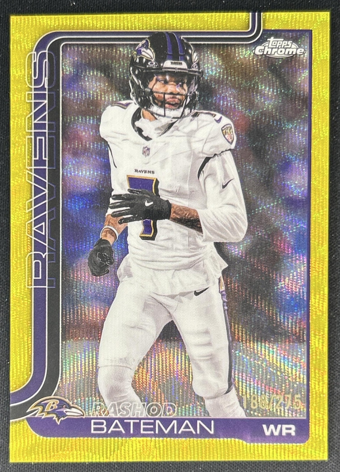 Rashod Bateman 2025 Topps Chrome Yellow Wave Refractor /275 Ravens front