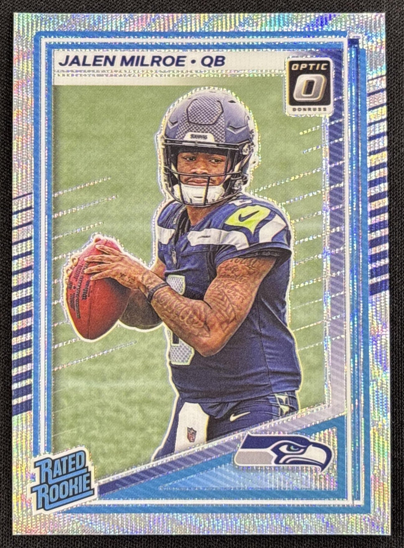 Jalen Milroe 2025 Panini Donruss Optic Rated Rookie Wave Prizm /300 Seahawks