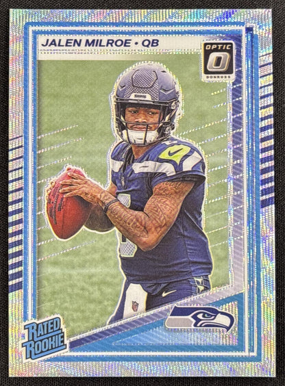 Jalen Milroe 2025 Panini Donruss Optic Rated Rookie Wave Prizm /300 Seahawks
