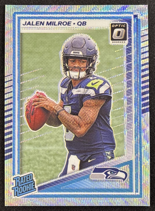 Jalen Milroe 2025 Panini Donruss Optic Rated Rookie Wave Prizm /300 Seahawks