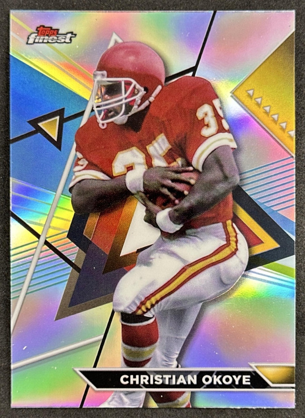 Christian Okoye 2023 Topps Composite Finest Refractor Chiefs front sports trading card