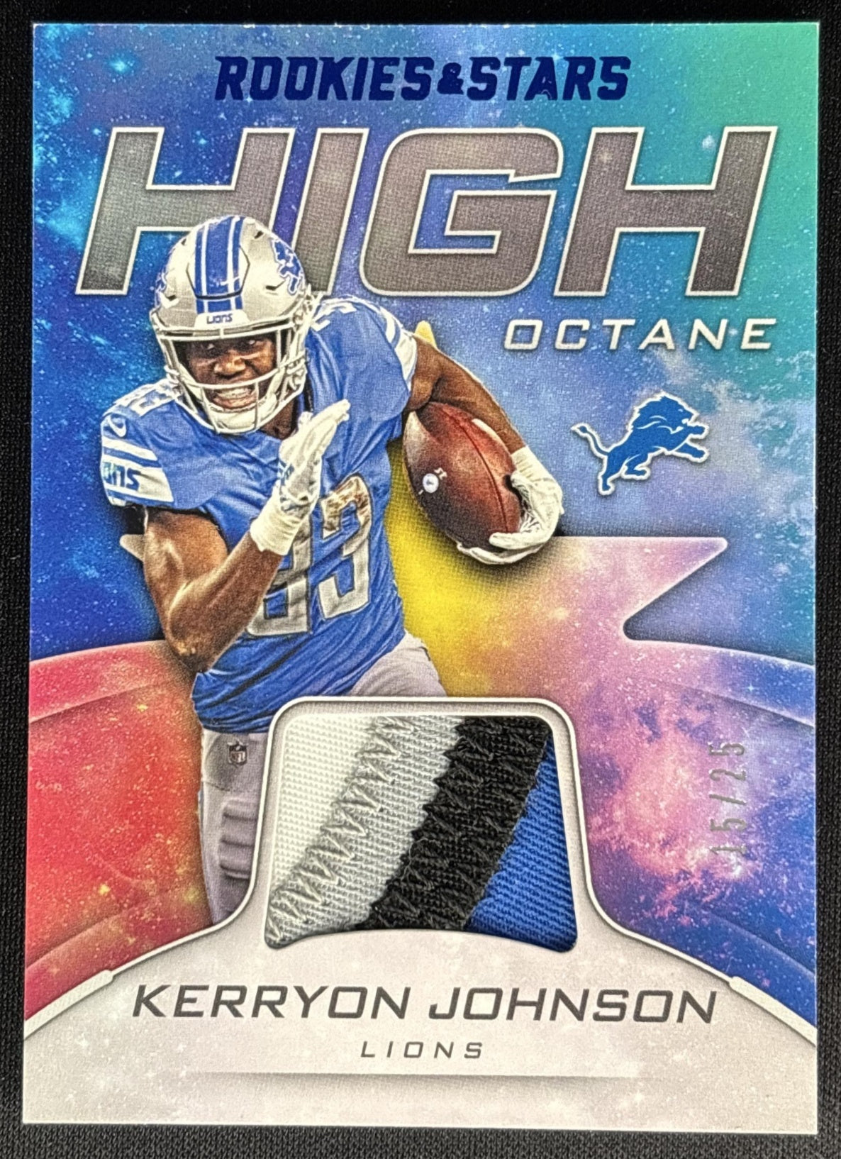 Kerryon Johnson 2019 Rookies & Stars High Octane Memorabilia Prime /25 Lions - Detroit Lions