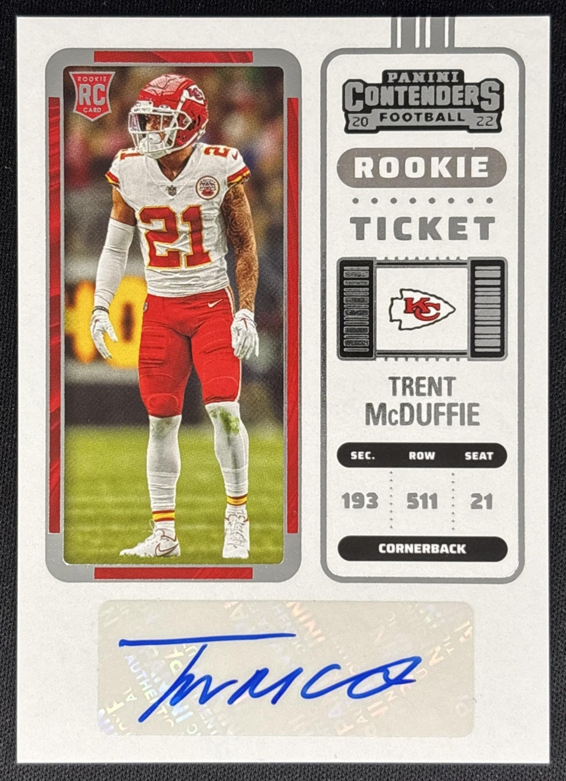 Trent McDuffie 2022 Panini Contenders Chiefs Sports Trading Cards