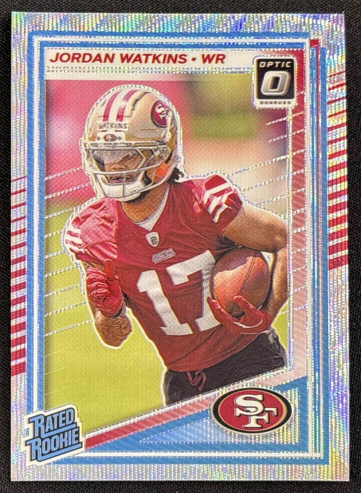 Jordan Watkins 2025 Panini Donruss Optic Rated Rookie Wave Prizm /300 49ers