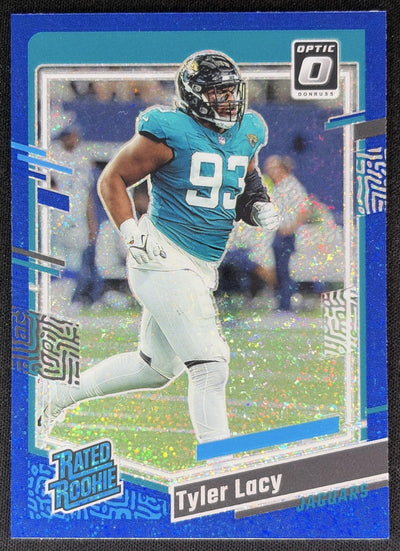 Tyler Lacy 2023 Panini Donruss Optic Blue Glitter Prizm Jaguars Sports Trading Cards