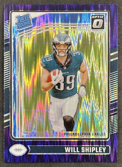 Will Shipley 2024 Panini Donruss Optic Purple Shock Eagles