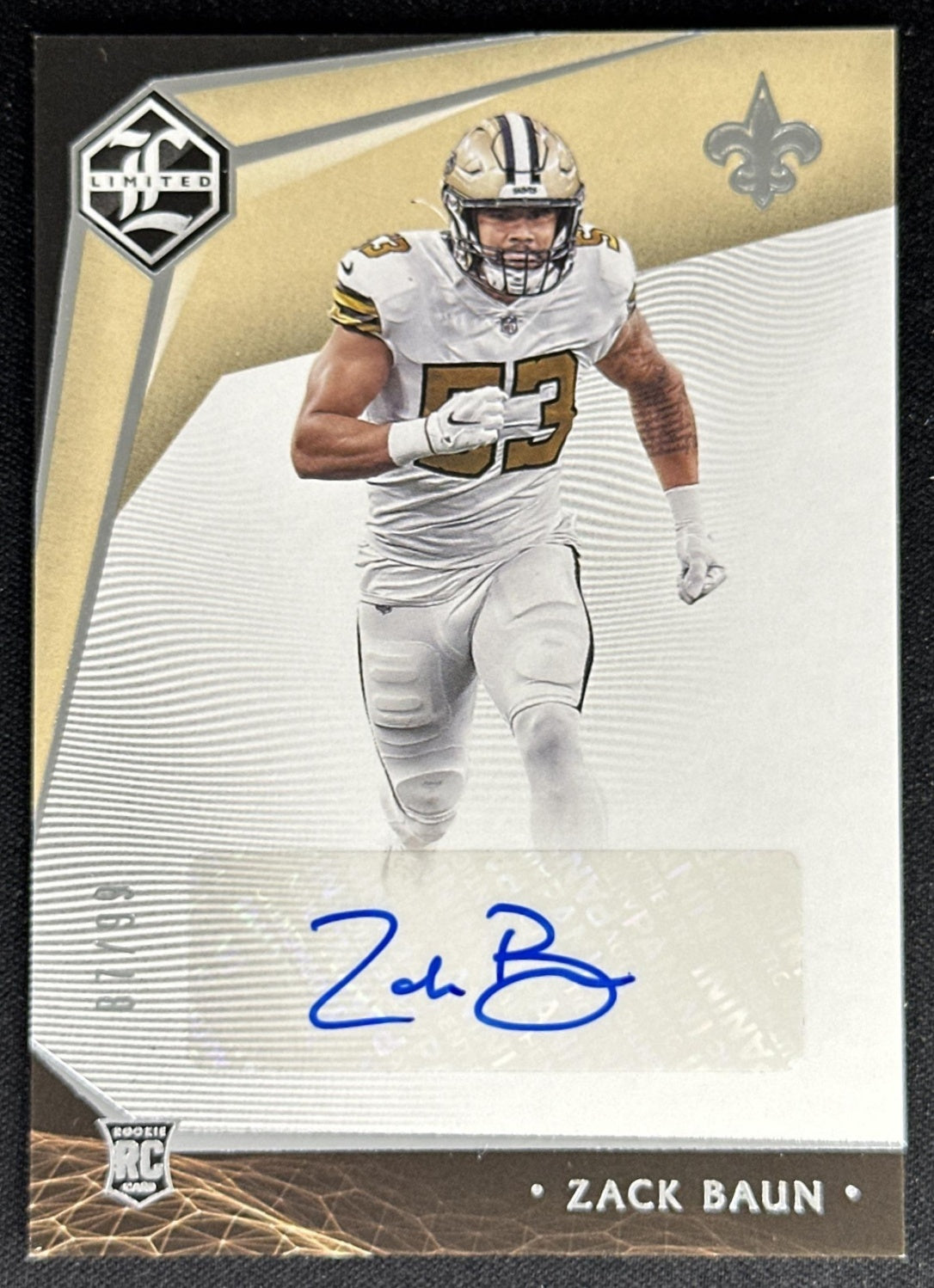 Zack Baun 2020 Panini Limited Silver Spotlight Auto /99 Saints Sports Trading Card