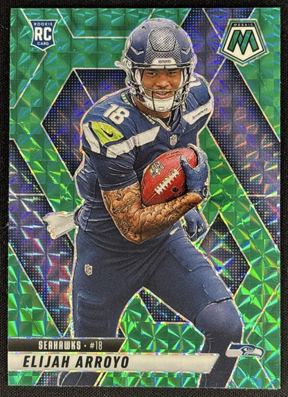 Elijah Arroyo 2025 Panini Mosaic Rookies Green Prizm Seahawks front