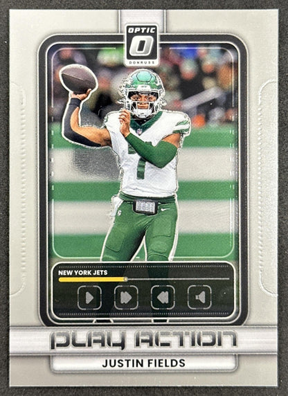 Justin Fields 2025 Panini Donruss Optic Play Action Jets