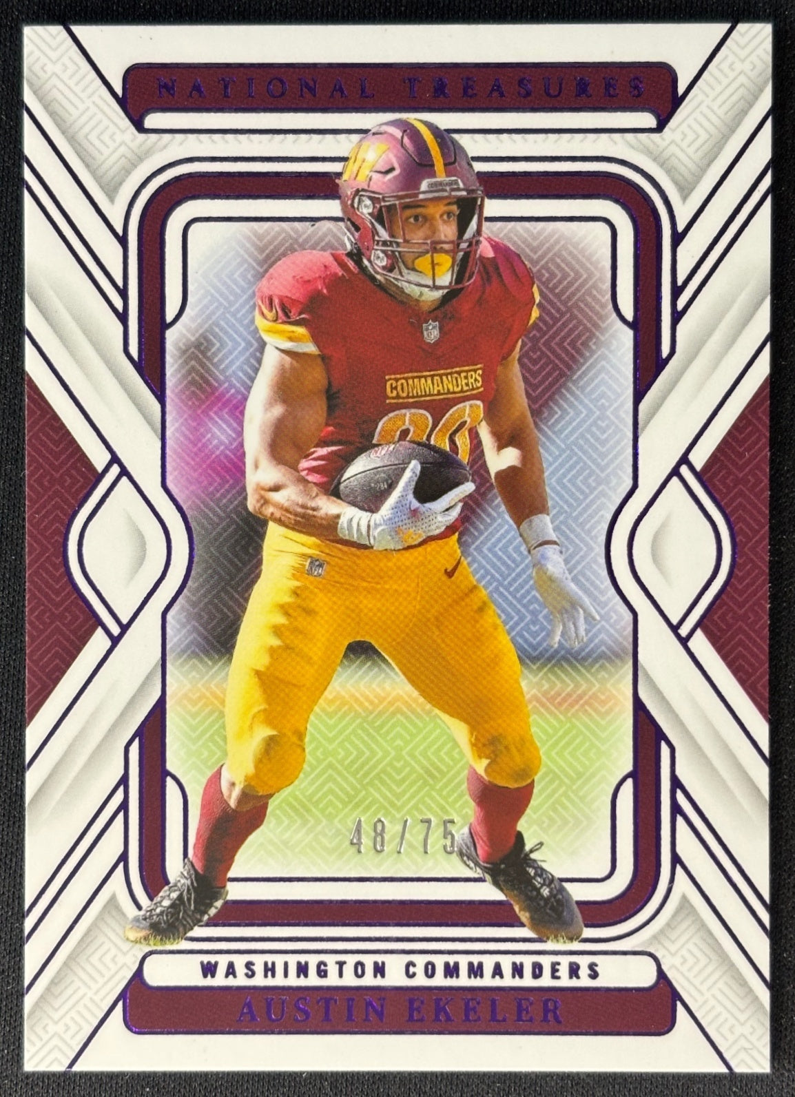 Austin Ekeler 2024 National Treasures Purple /75 Commanders front | Wayne Collection