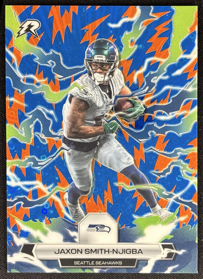 Jaxon Smith-Njigba 2025 Resurgence Blue and Orange Spark Refractor Seahawks