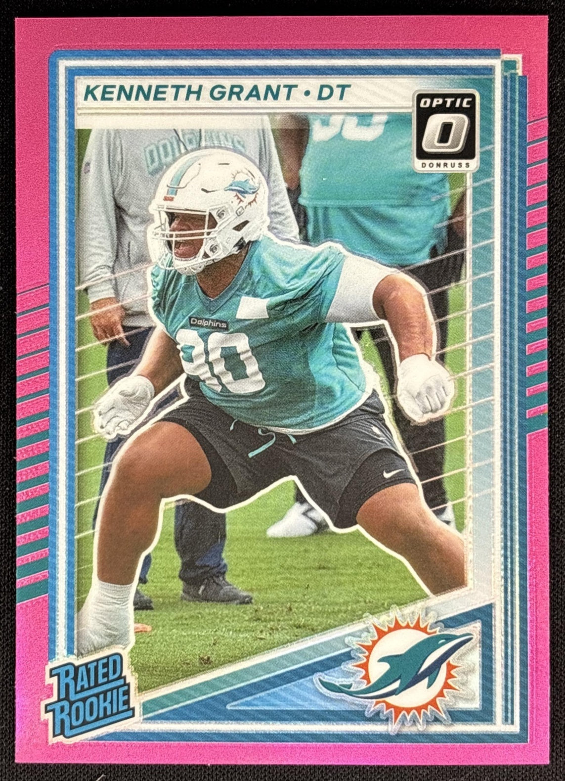 Kenneth Grant 2025 Panini Donruss Optic Rated Rookie Preview Pink Dolphins