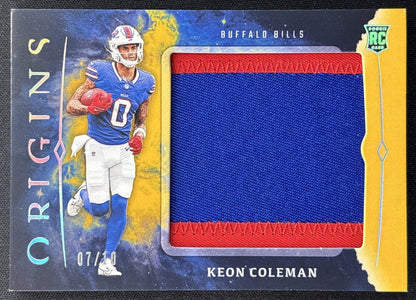 Keon Coleman 2024 Panini Origins Rookie Jumbo Jerseys Gold /10 Bills Sports Trading Card