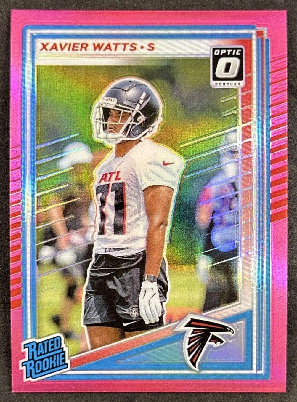Xavier Watts 2025 Panini Donruss Optic Rated Rookie Preview Pink Falcons front
