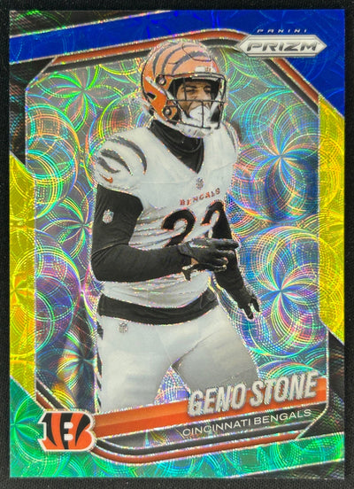 Geno Stone 2025 Prizm Choice Blue Yellow & Green Bengals Sports Trading Cards