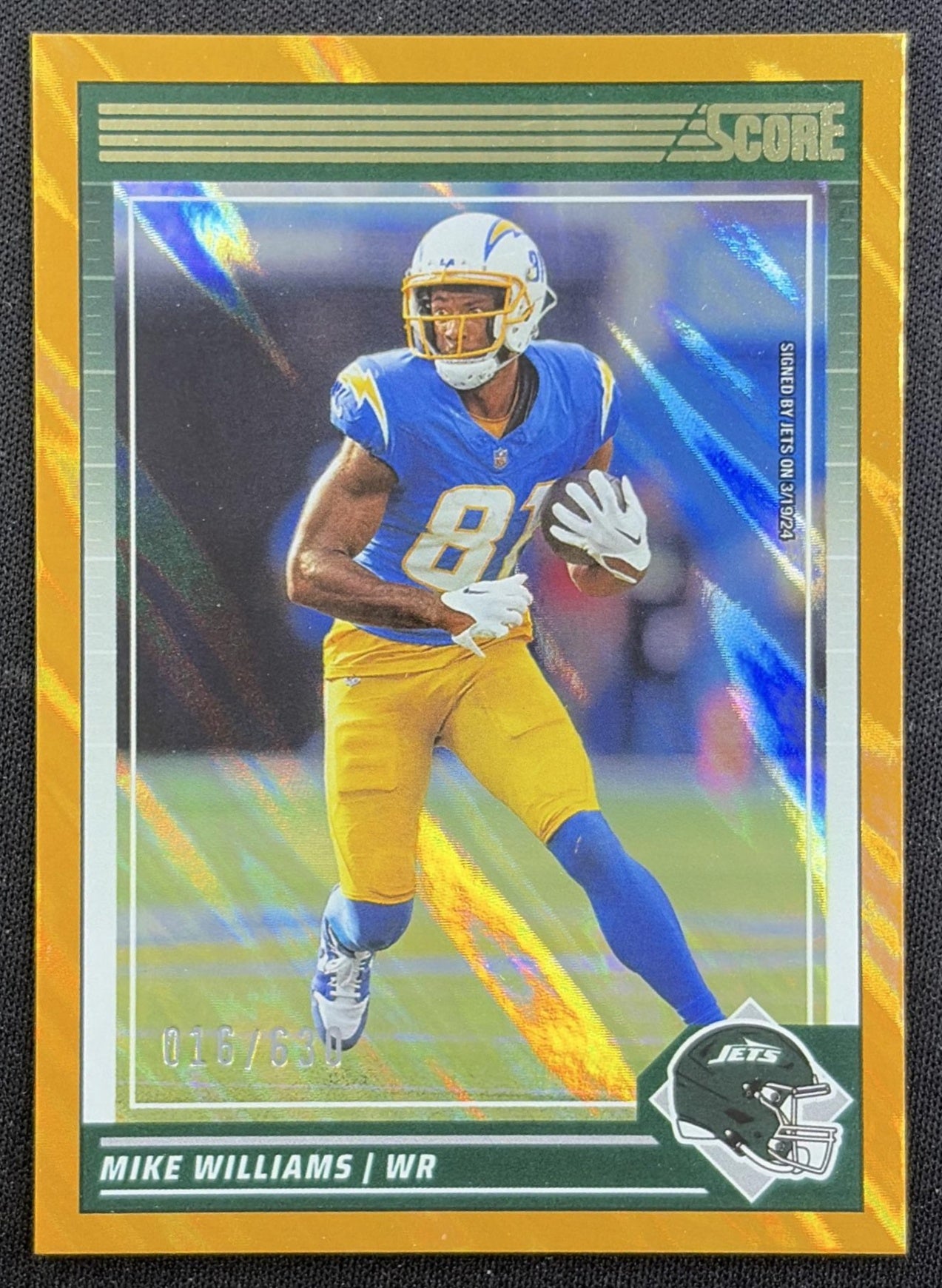Mike Williams 2024 Panini Score Lava /630 Jets