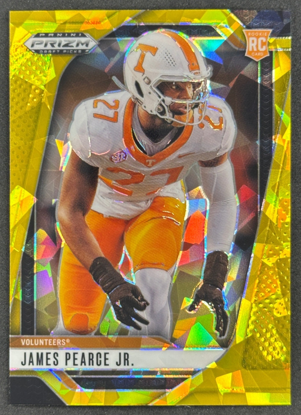James Pearce Jr. 2025 Panini Prizm Draft Picks Gold Ice Volunteers Falcons Sports Trading Cards