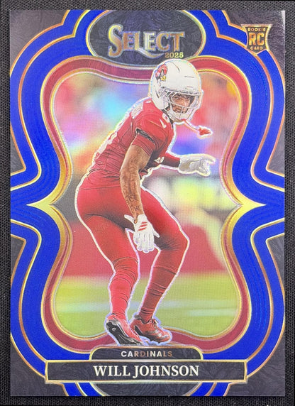 Will Johnson 2025 Panini Select Suite Level Blue Prizm /99 Cardinals Arizona Cardinals