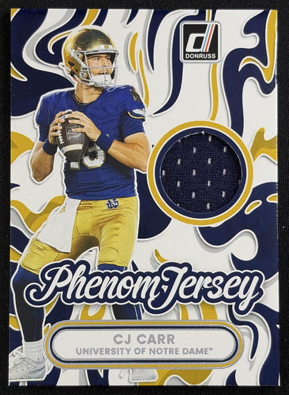 CJ Carr 2026 Panini Donruss Phenom Jerseys Fighting Irish