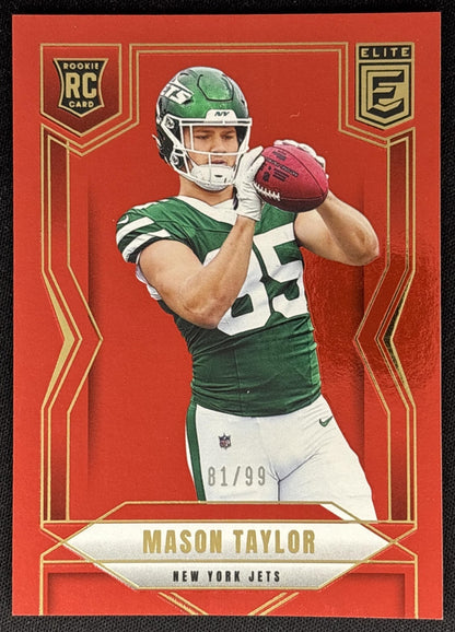 Mason Taylor 2025 Panini Donruss Elite Rookies Red /99 Jets front