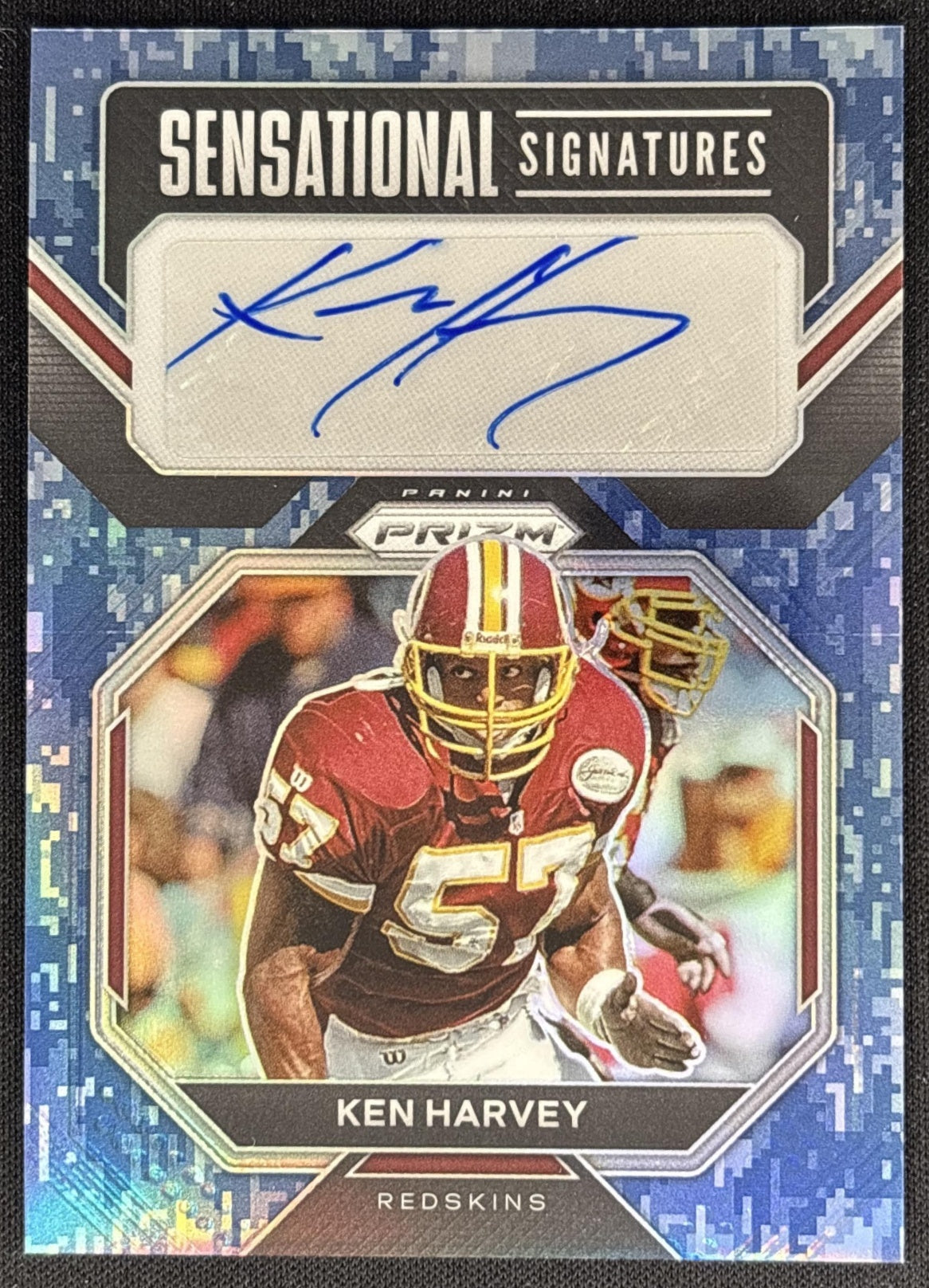 Ken Harvey 2022 Panini Prizm Sensational Signatures Navy Camo /25 Redskins Commanders Sports Trading Cards