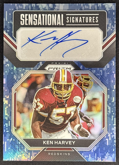 Ken Harvey 2022 Panini Prizm Sensational Signatures Navy Camo /25 Redskins Commanders Sports Trading Cards