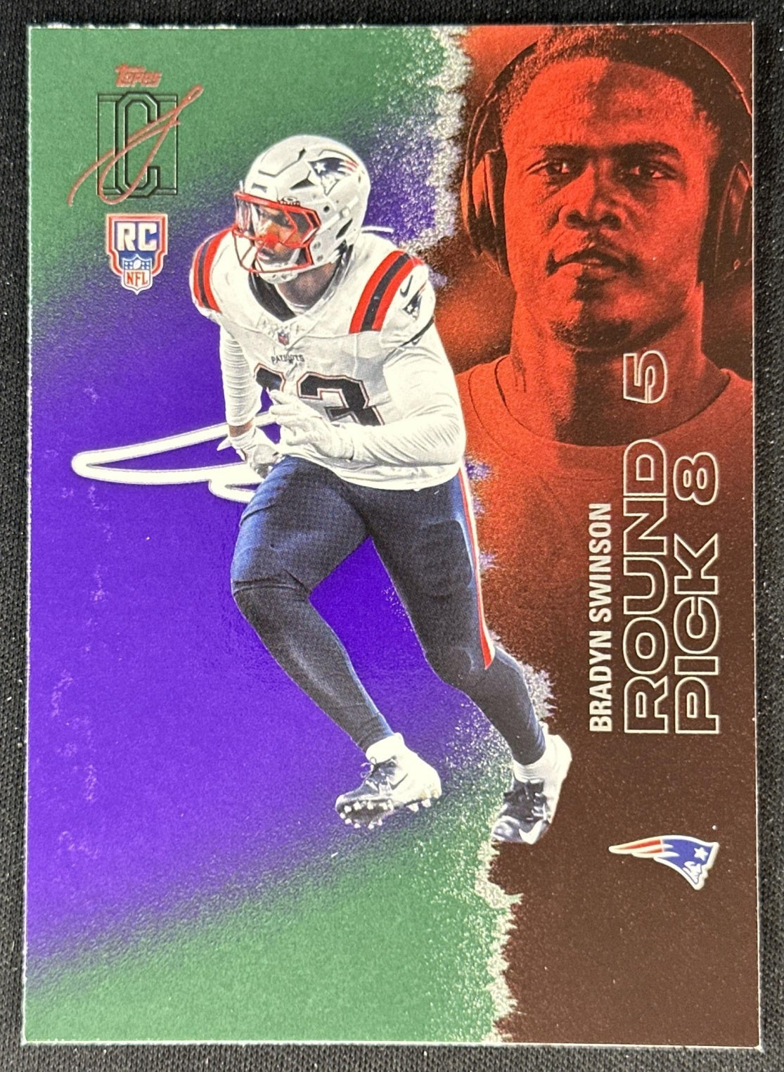 Bradyn Swinson 2025 Topps Signature Class Green & Purple Rookie Patriots front