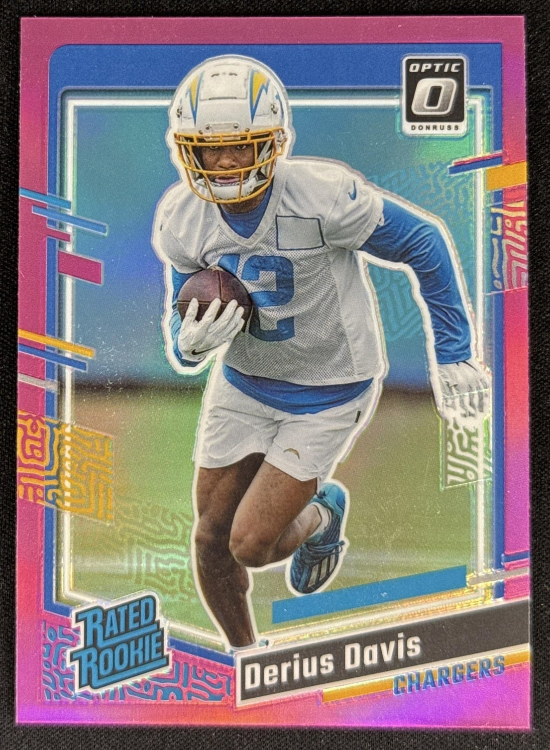 Derius Davis 2023 Panini Donruss Optic Rated Rookie Preview Pink Prizm Chargers Default Title Sports Trading Card