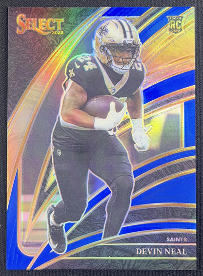 Devin Neal 2025 Panini Select Club Level Blue Prizm /99 Saints