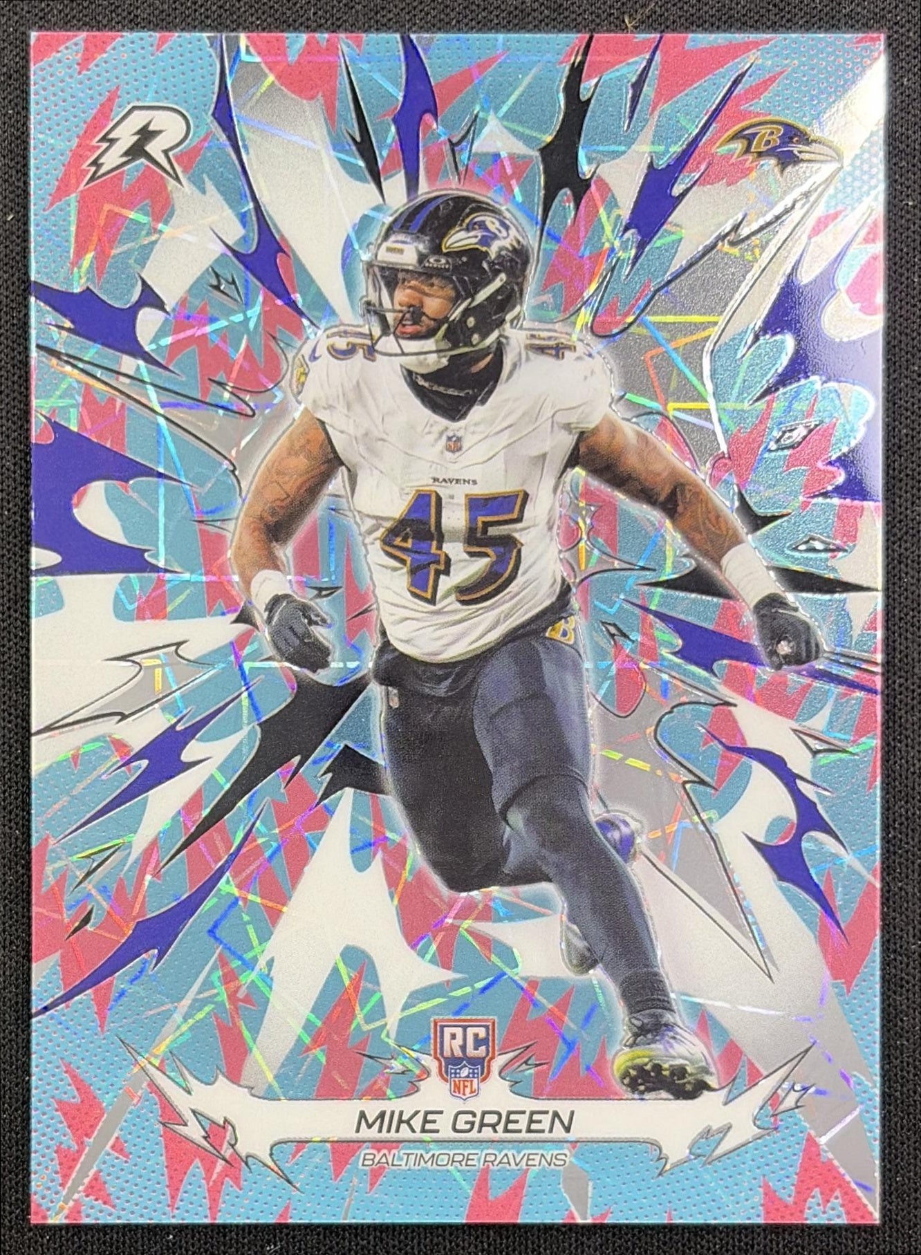 Mike Green 2025 Topps Resurgence Sky Blue and Pink Shock Refractor Ravens
