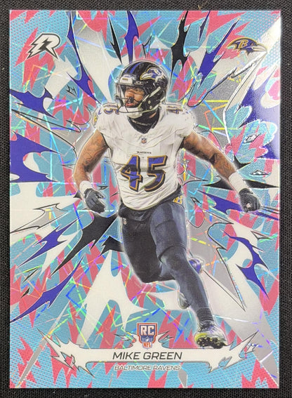 Mike Green 2025 Topps Resurgence Sky Blue and Pink Shock Refractor Ravens