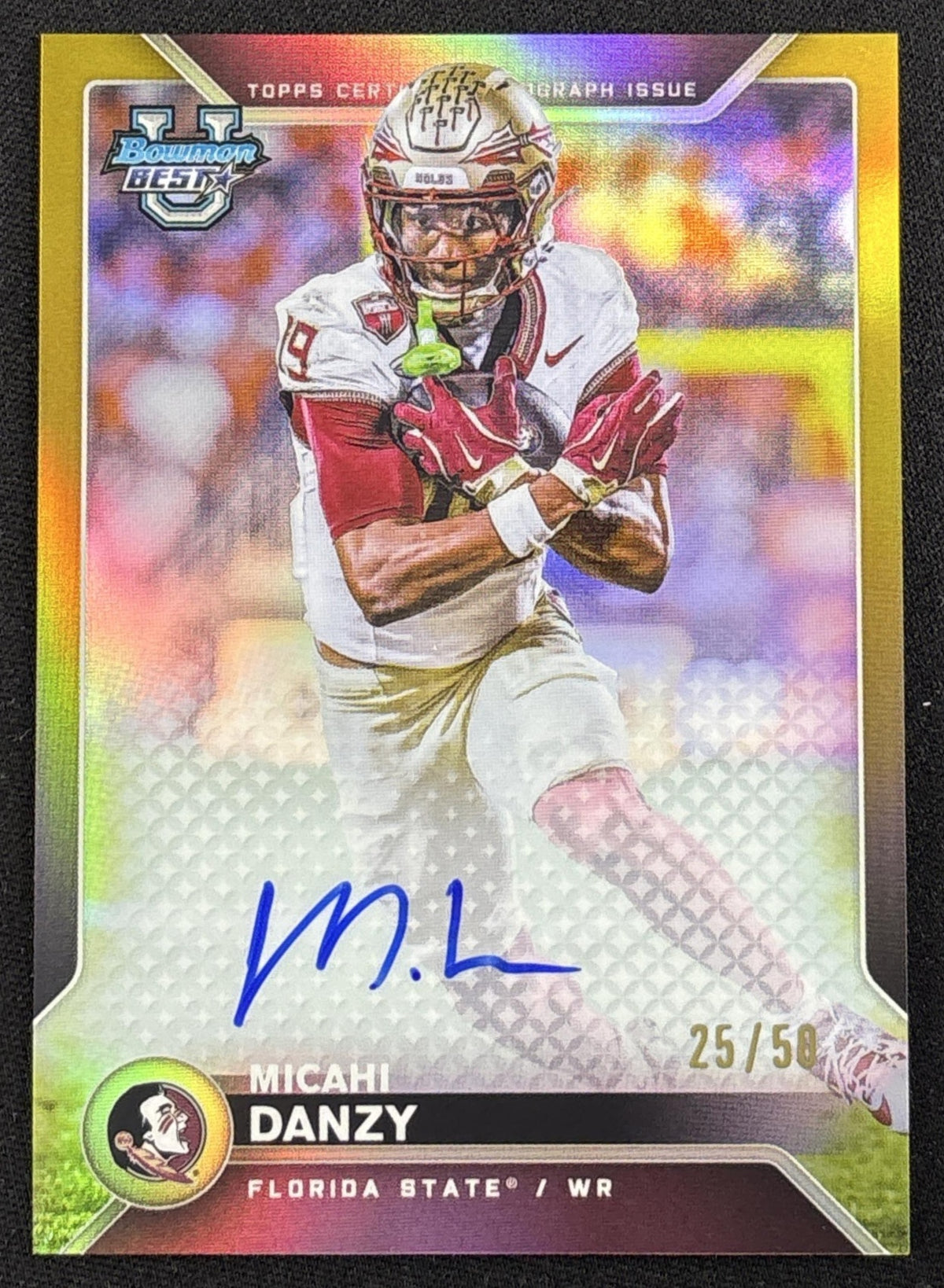 Micahi Danzy 2026 Bowman U Best of 2026 Auto Gold Refractor /50 Seminoles front