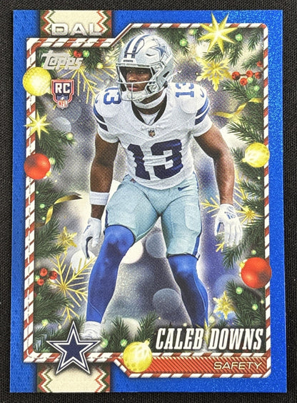 Caleb Downs 2026 Topps Holiday Blue Metallic Glitter Cowboys Sports Trading Card