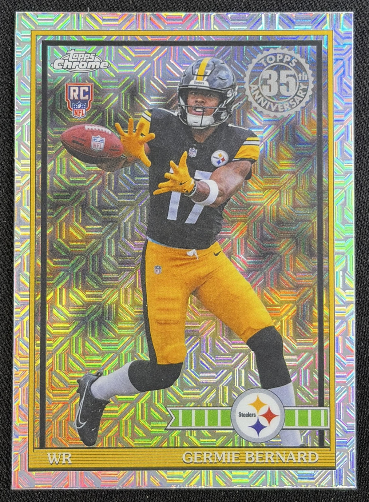 Germie Bernard 2026 Topps 1991 Chrome Rookie Mojo Refractor Steelers
