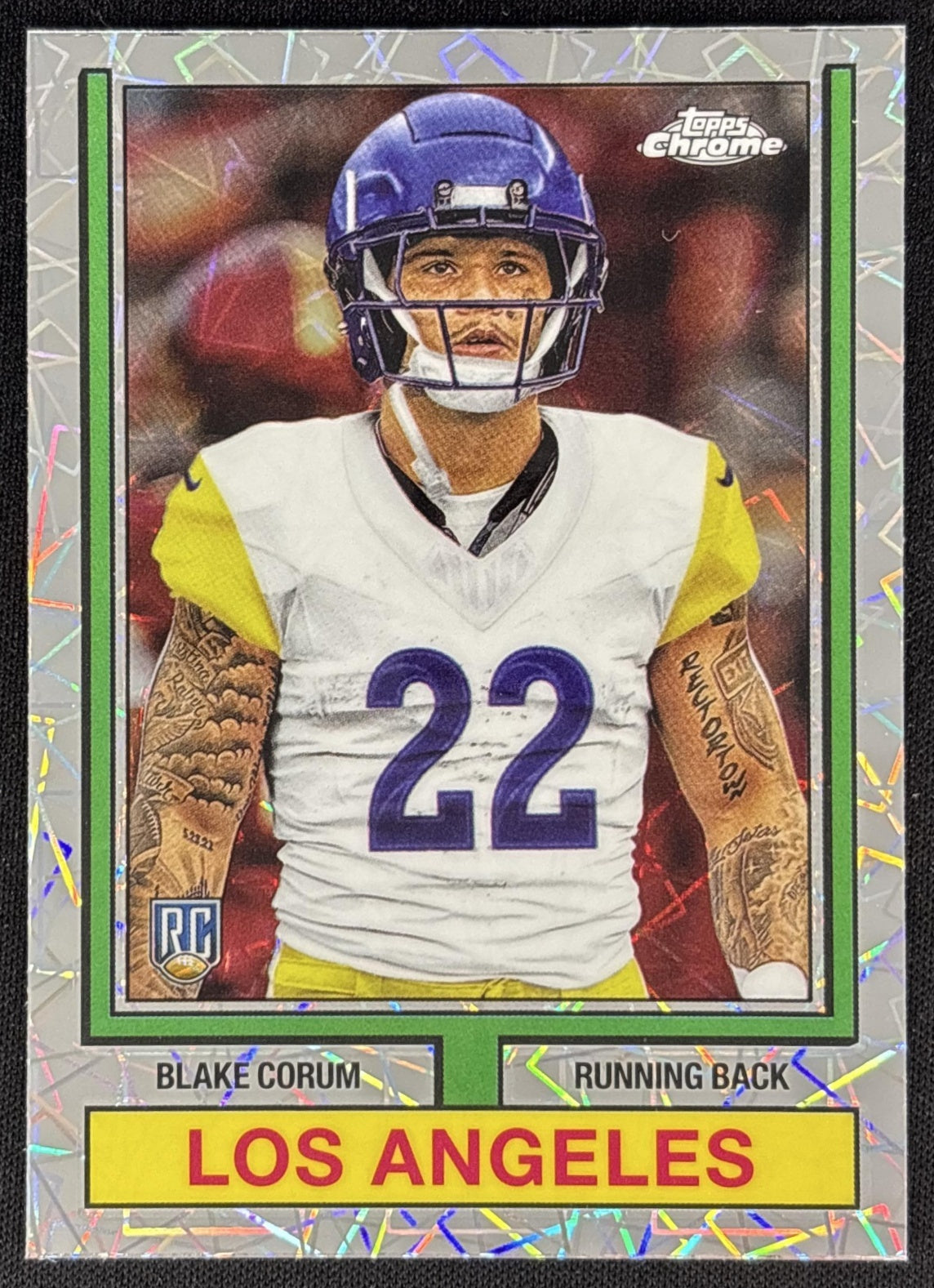 Blake Corum 2024 Topps Chrome 1974 Football Lazer Refractor Rams Sports Trading Cards
