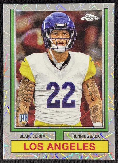 Blake Corum 2024 Topps Chrome 1974 Football Lazer Refractor Rams Sports Trading Cards