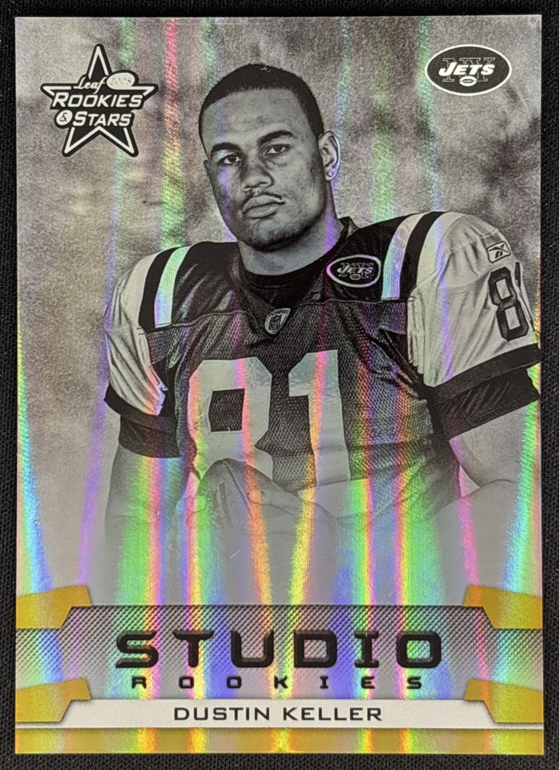 Dustin Keller 2008 Leaf Rookies & Stars Studio Gold /500 Jets front