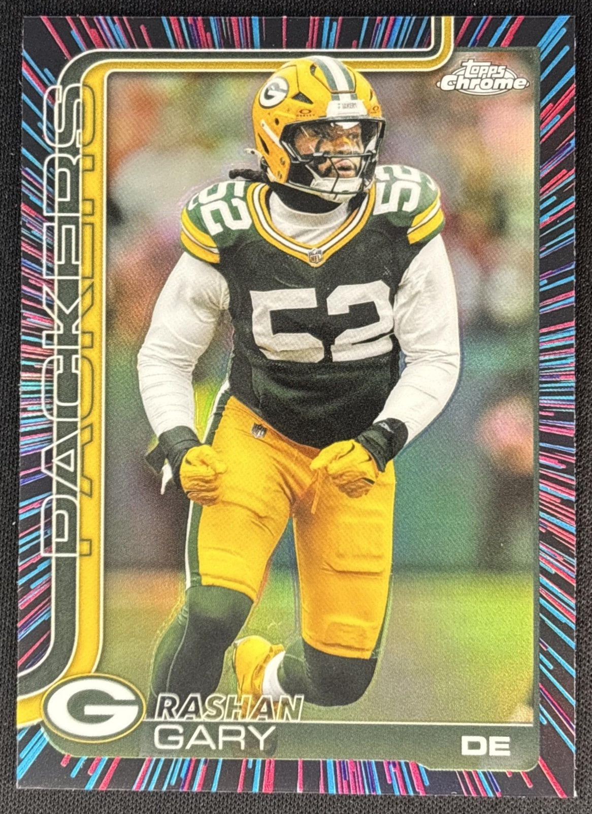 Rashan Gary 2025 Topps Chrome Neon Pulse Refractor Packers