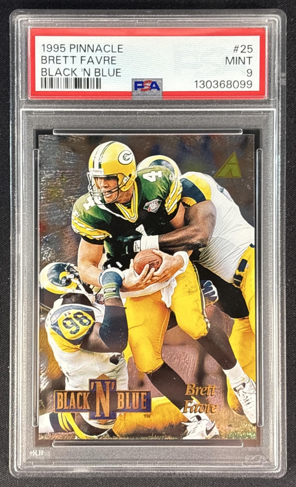 Brett Favre 1995 Pinnacle Black 'N Blue PSA 9 Packers Front