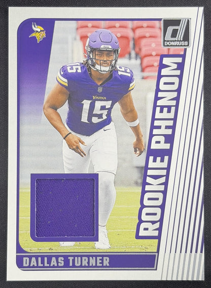 Dallas Turner 2024 Panini Donruss Rookie Phenom Jerseys Vikings Sports Trading Card