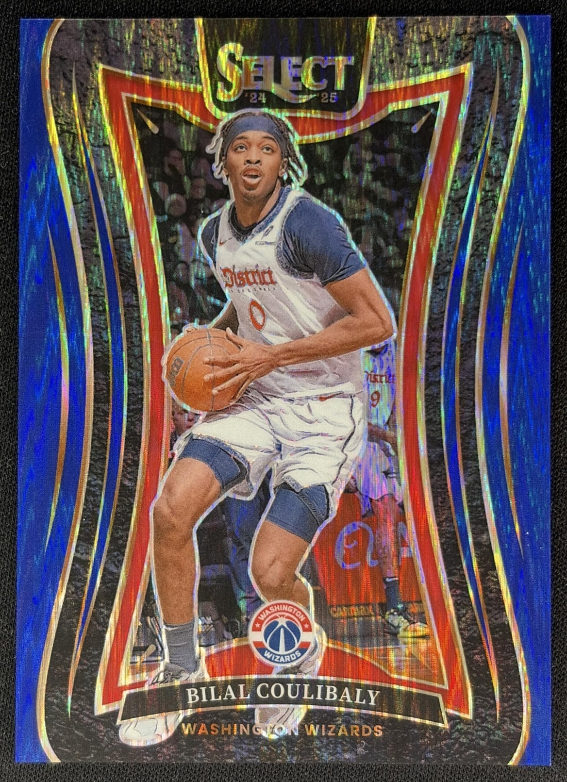 Bilal Coulibaly 2024 Panini Select Mezzanine Blue Flash Prizm /99 Wizards front