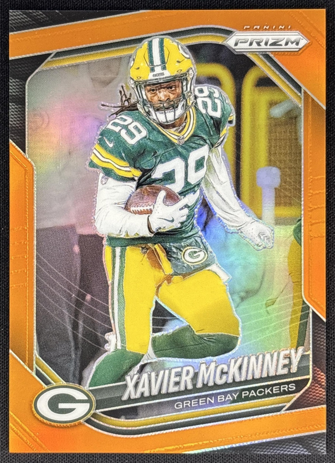 Xavier McKinney 2025 Panini Prizm Orange /249 Packers Sports Trading Card