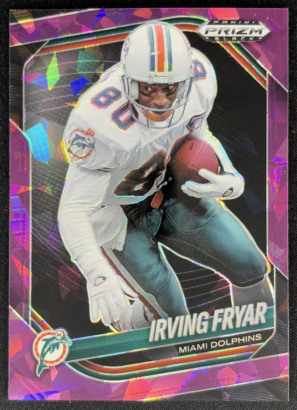 Irving Fryar 2025 Panini Prizm Black Purple Ice /149 Dolphins front