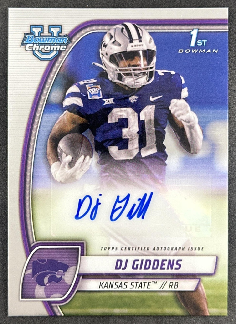 DJ Giddens 2024 Bowman Chrome University Prospect Auto Wildcats front
