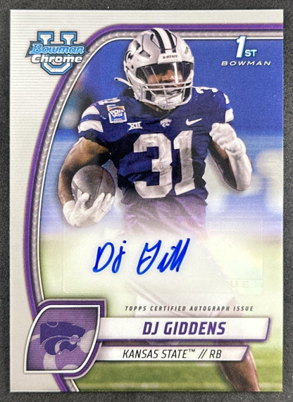 DJ Giddens 2024 Bowman Chrome University Prospect Auto Wildcats front